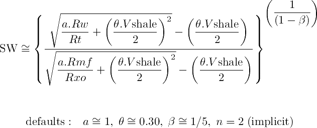 SW Ratio Equation corrected for shale content