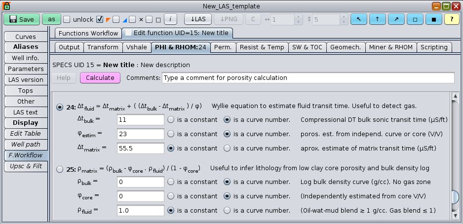 GeolOil panel window to compute fluid transit time