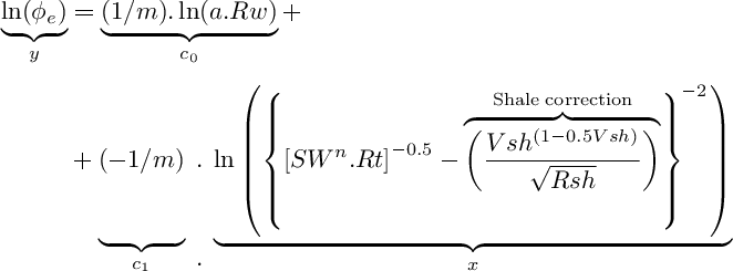 Modified Pickett plot equation for shale content