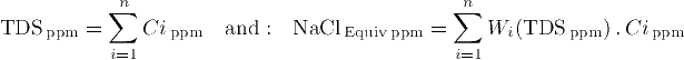 Equation to compute Total Dissolved Solids (TDS), and Equivalent Water Salinity