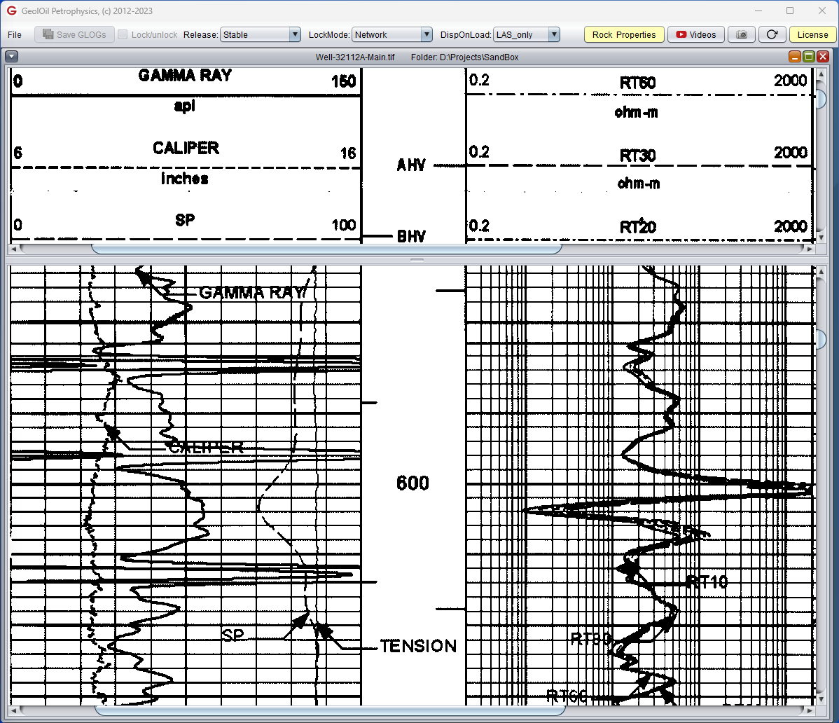 GeolOil viewer of raster TIFF well logs and other image formats