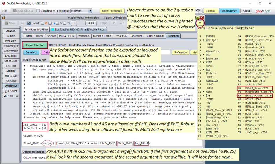 GLS GeolOil Logging Scripting is fully integrated with the Muti-Well work-flow module