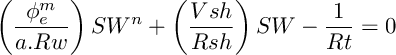 Simandoux original implicit water saturation equation