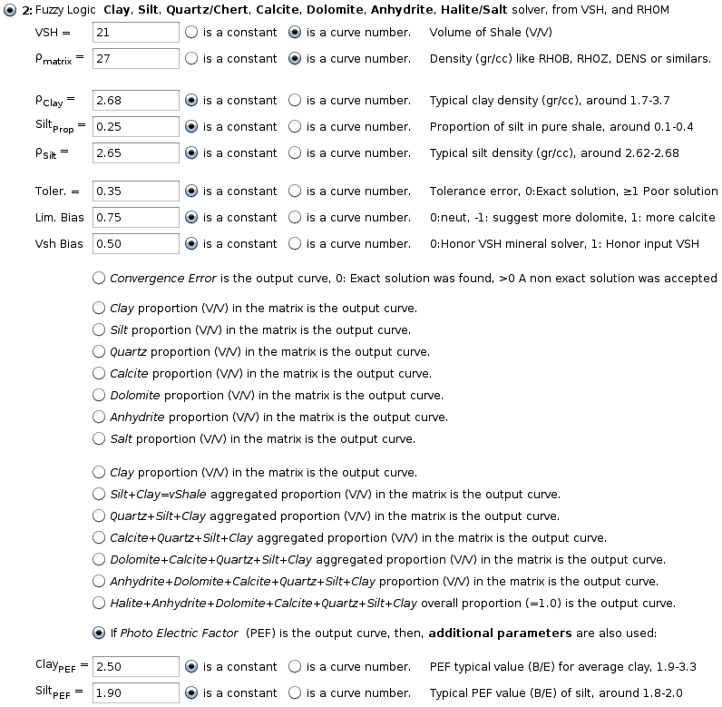 GeolOil Mineral Solver from VSH and RHOM