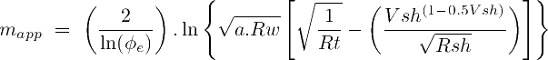 Apparent m porosity cementation exponent corrected for Vshale by the Indonesia Equation