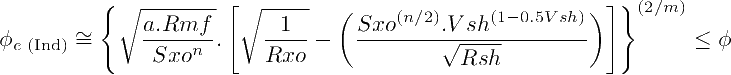 Equation to estimate effective porosity with Vshale correction through the Indonesia formula