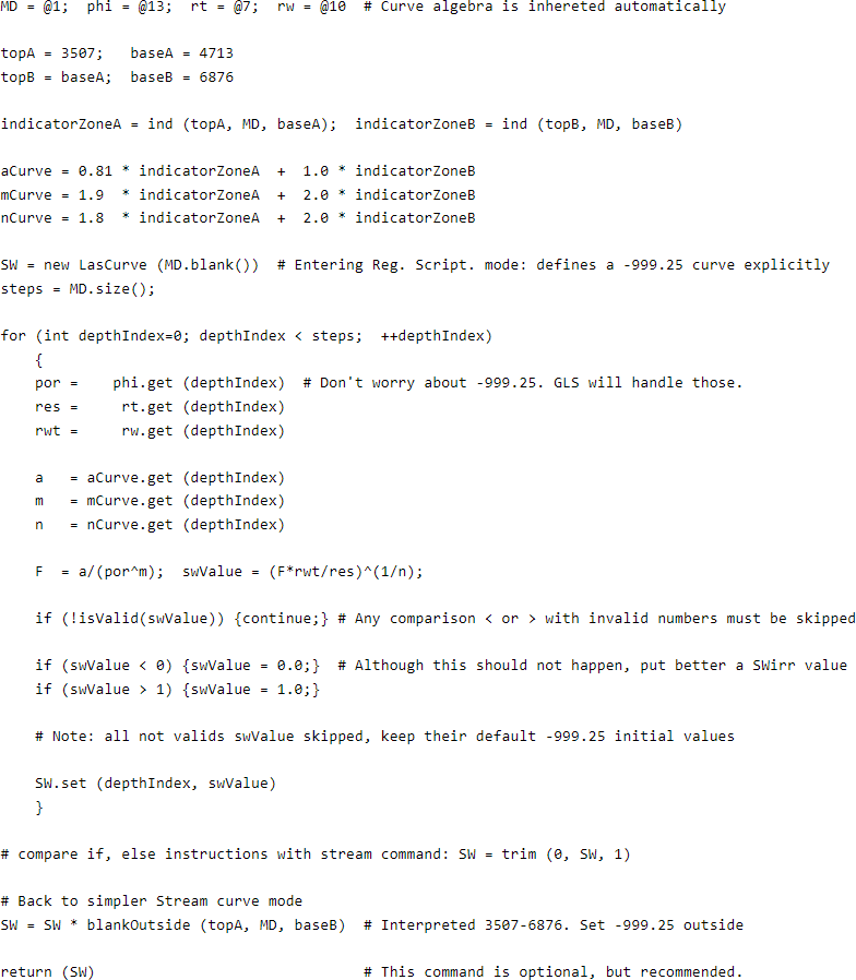 GLS GeolOil script that uses depth loops instead of streaming programmig