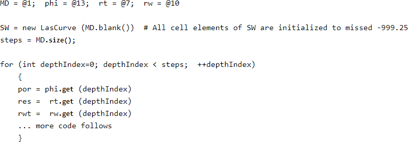 GeolOil GLS Script example to set a depth loop