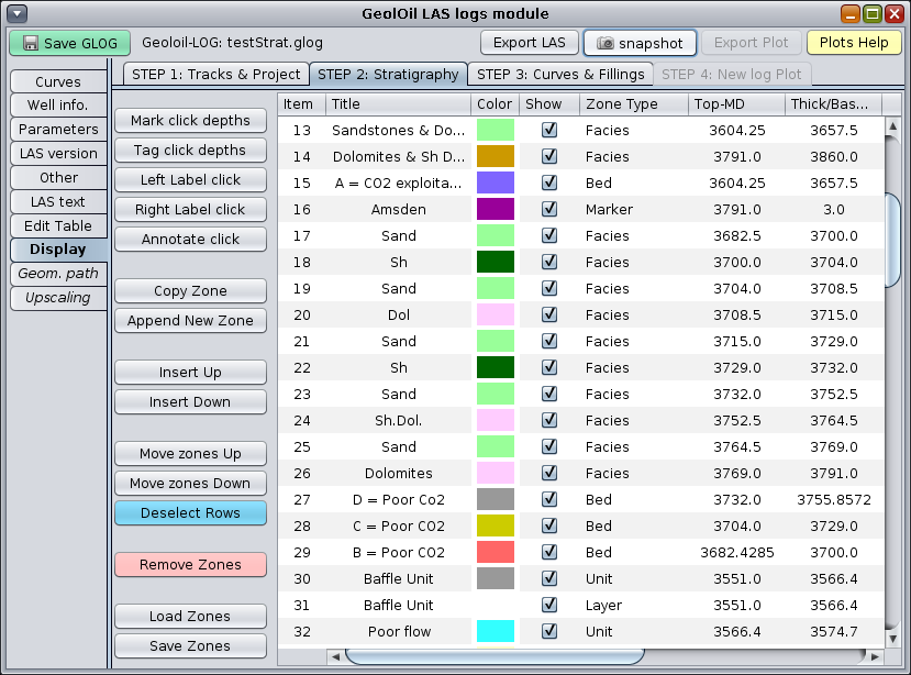 GeolOil stratigraphy definition tab.